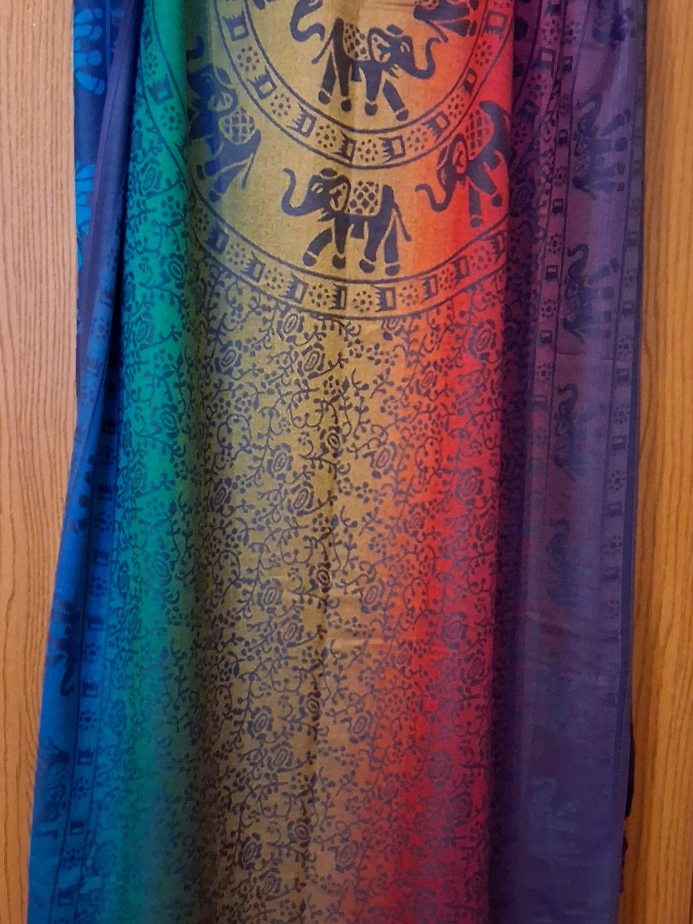 Poshmina Multicolor Elephant Print Boho Shawl